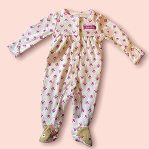 CARTERS sleeper footsie pajamas NEW size newborn flowers and bears